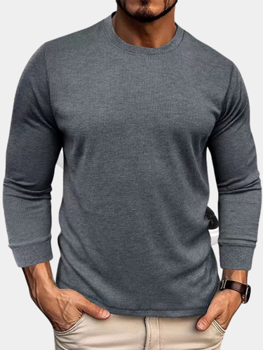 Herren Langarm-Strickshirt mit Rundhals | Weiches Vielseitiges Feinstrick-Oberteil