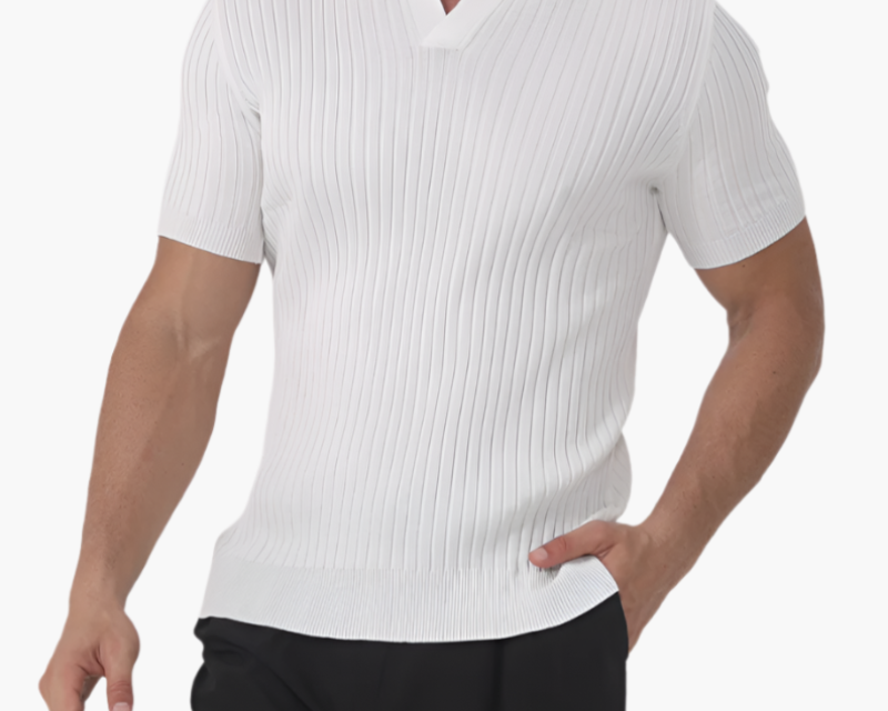 Men's Ribbed Polo in White