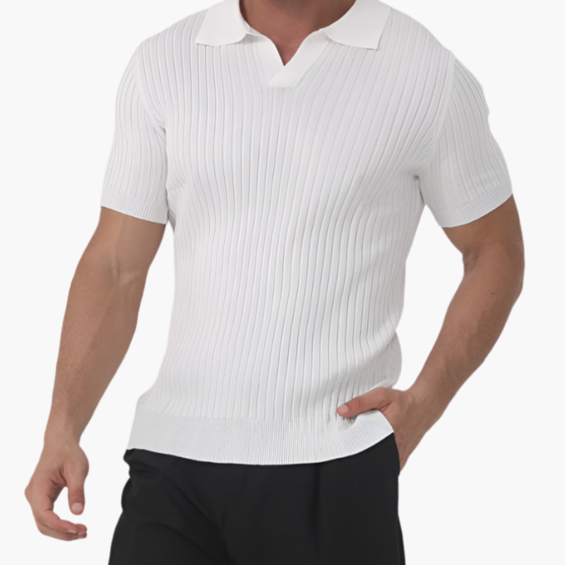 Men's Ribbed Polo in White