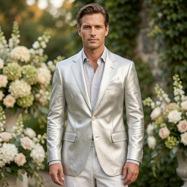 The Monaco | Metallic-Blazer Herren, Silber, Abendjacke