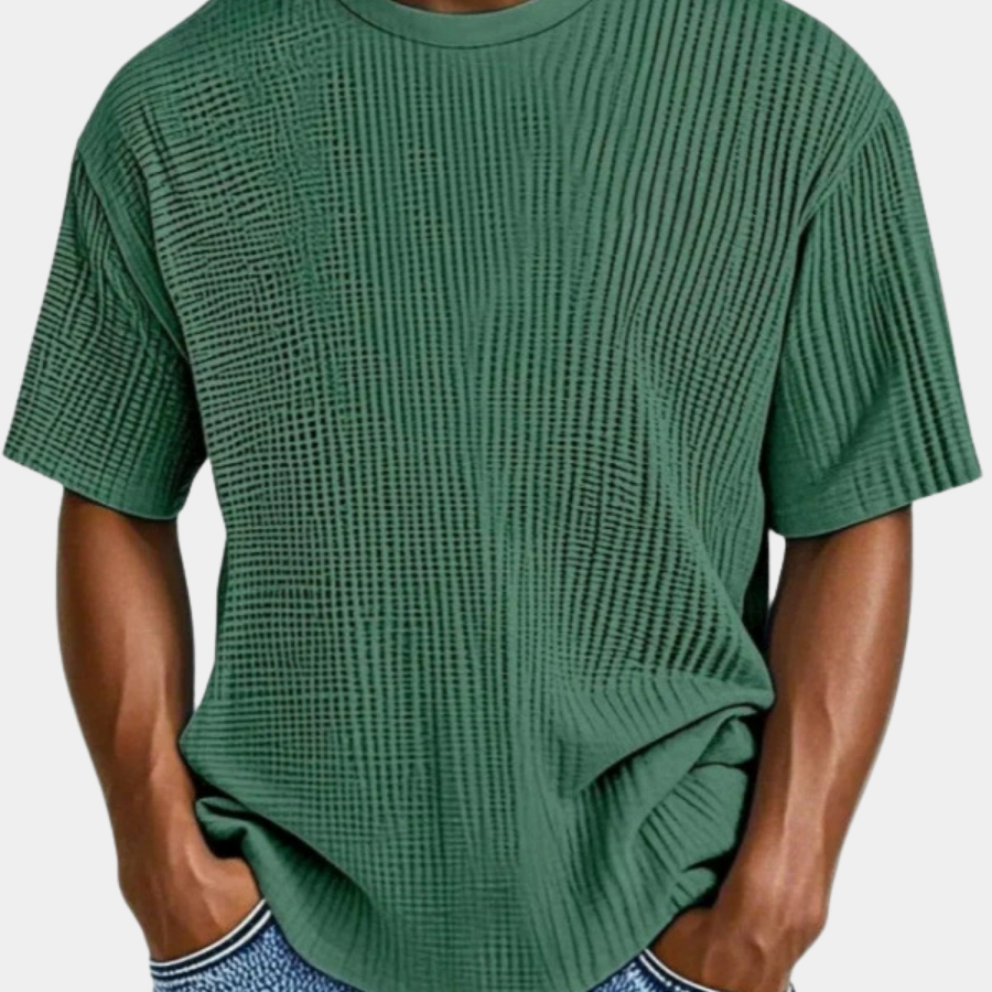 Men's Waffle Knit T-Shirt | Breathable Textured Crewneck Tee