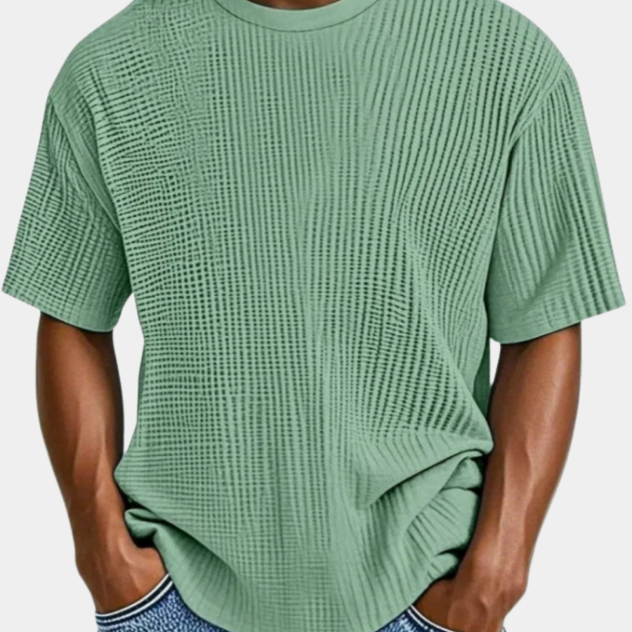 Men's Waffle Knit T-Shirt | Breathable Textured Crewneck Tee