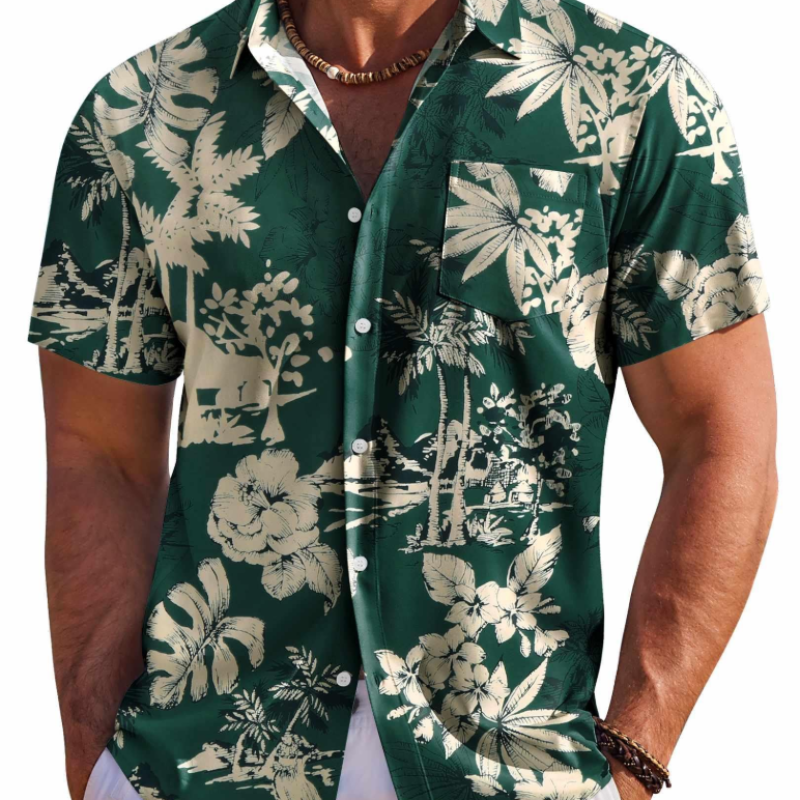 Hawaiihemd Herren | Tropisch Floral, Kurzarm