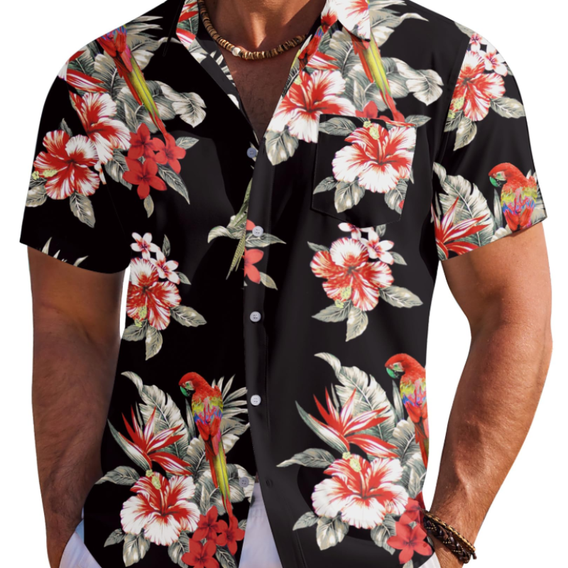 Hawaiihemd Herren | Tropisch Floral, Kurzarm