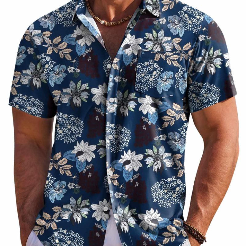 Hawaiihemd Herren | Tropisch Floral, Kurzarm