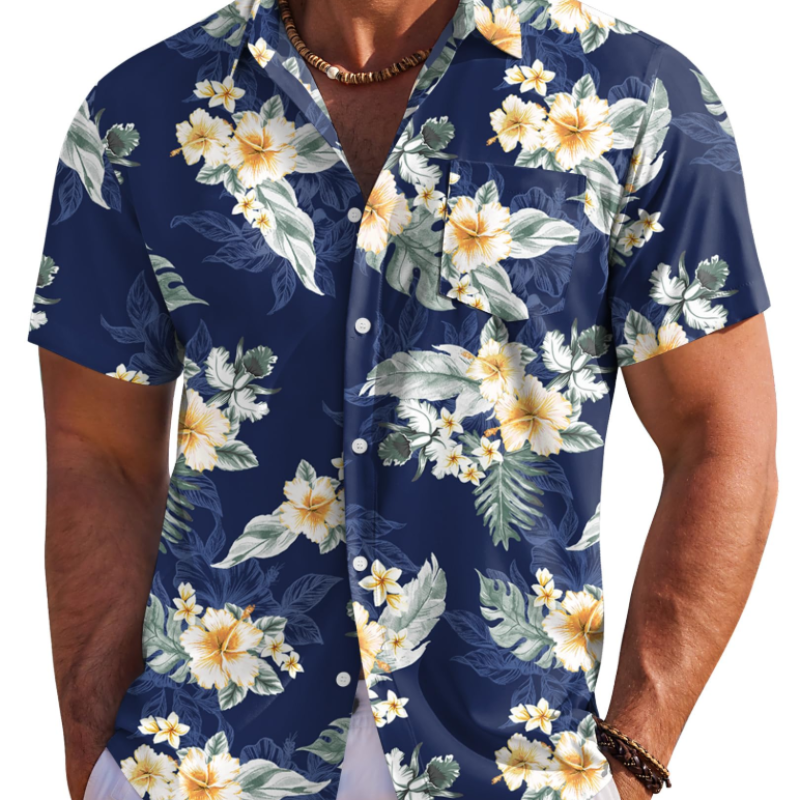 Hawaiihemd Herren | Tropisch Floral, Kurzarm