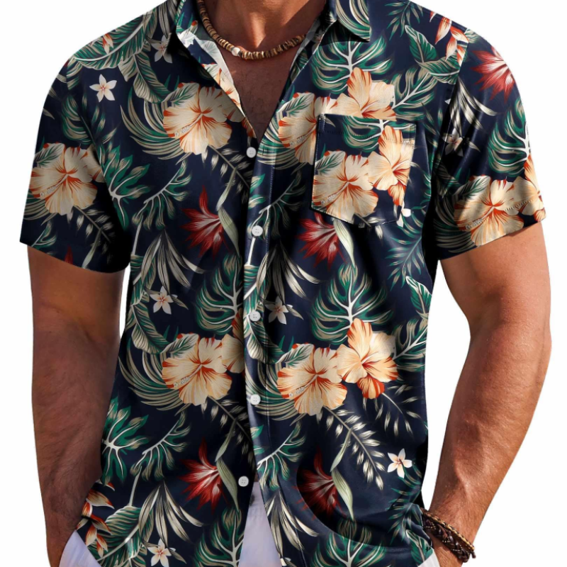 Hawaiihemd Herren | Tropisch Floral, Kurzarm