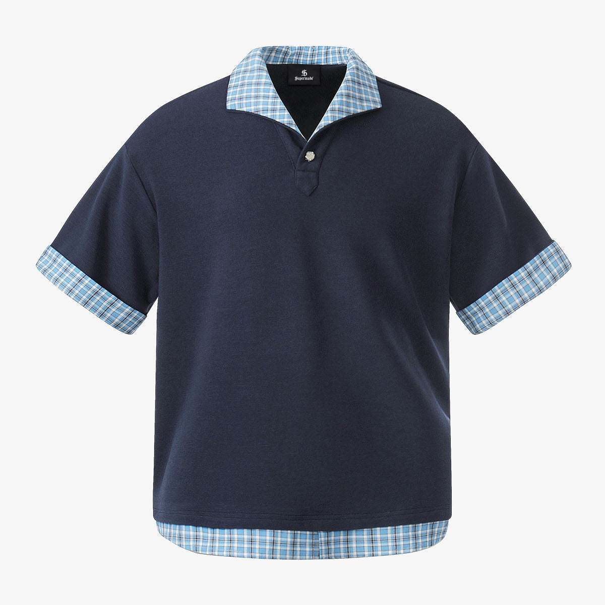 Men's Piqué Polo Shirt | Cotton Polo with Checked Contrast Collar