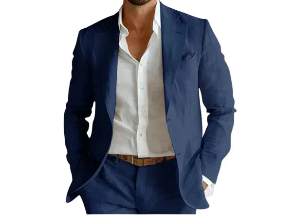 Blazer Herren | Leinenoptik, Reverskragen