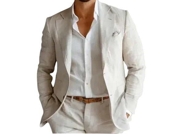 Blazer Herren | Leinenoptik, Reverskragen