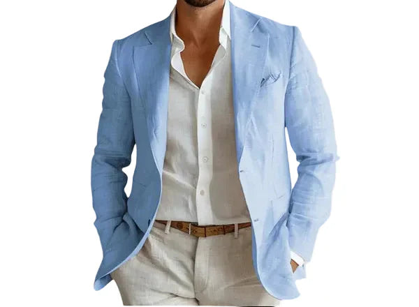 Blazer Herren | Leinenoptik, Reverskragen
