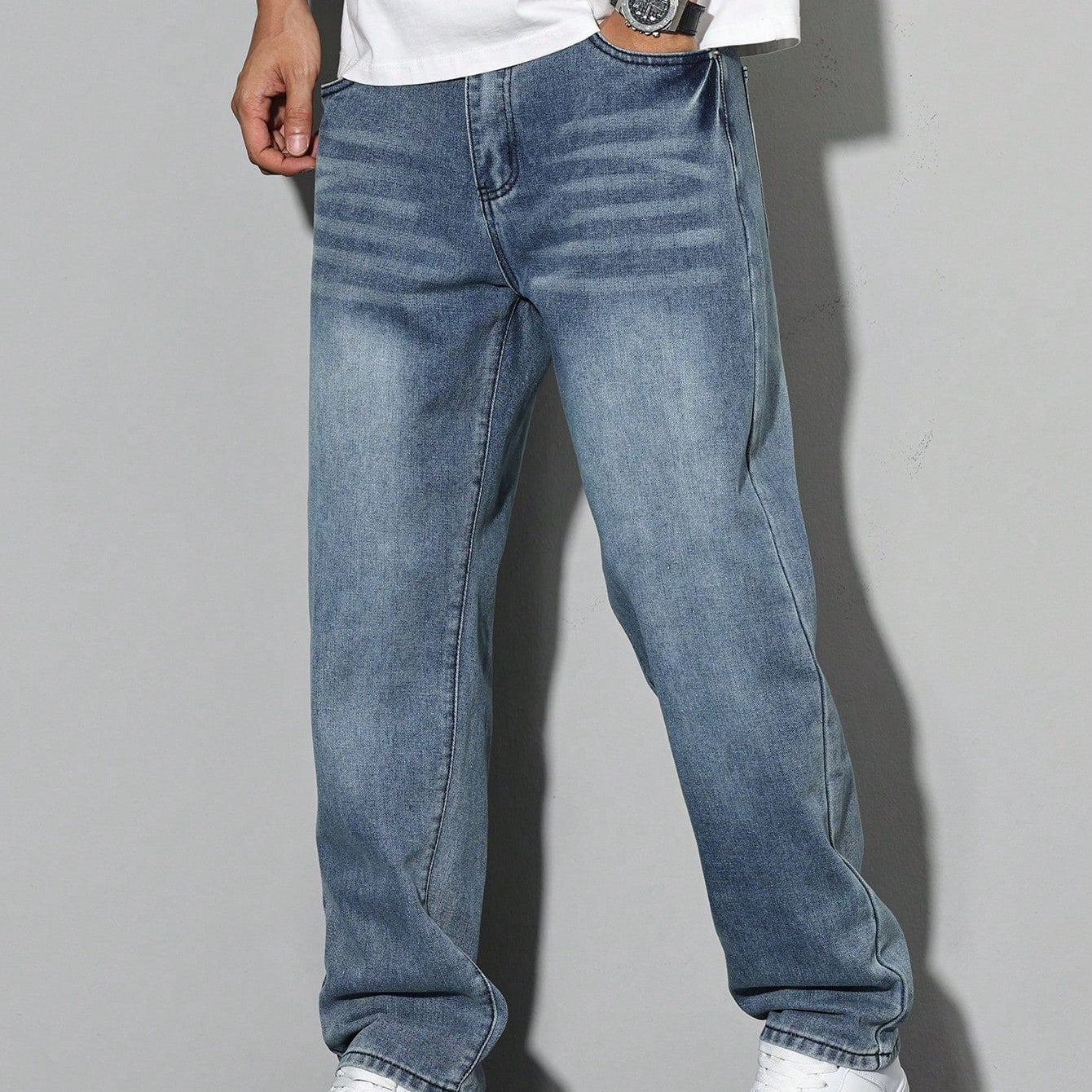 Cyan blue casual jeans