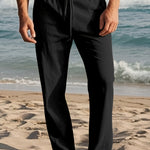 Black linen drawstring pants