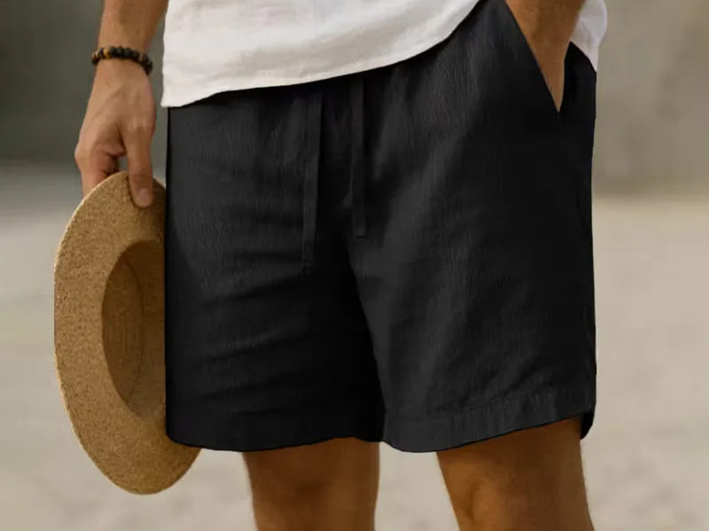 Men's Elastic Waist Shorts in Black