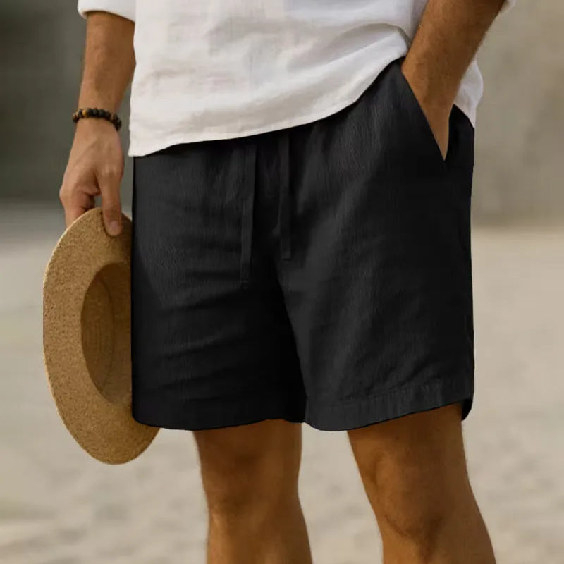 Men's Elastic Waist Shorts in Black