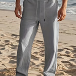 Grey linen drawstring pants