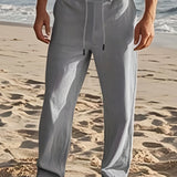 Grey linen drawstring pants