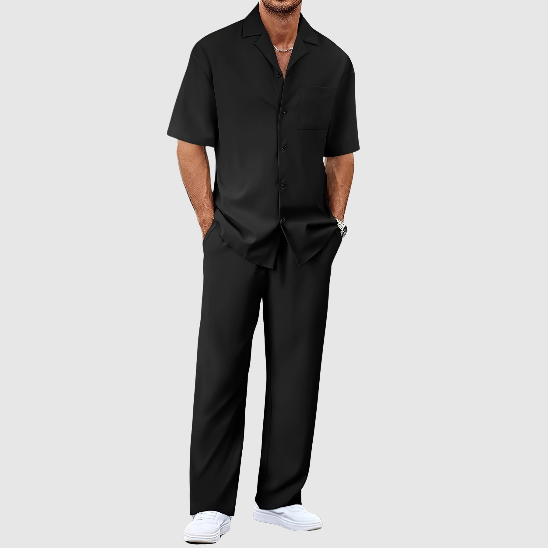 Men's Two-Piece Summer Set in Black