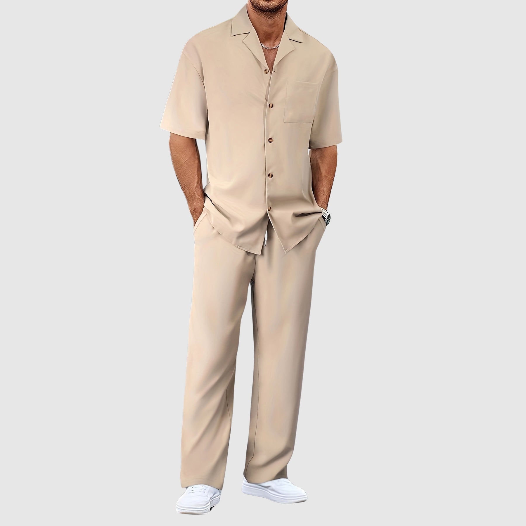 Men's Two-Piece Summer Set in Khaki