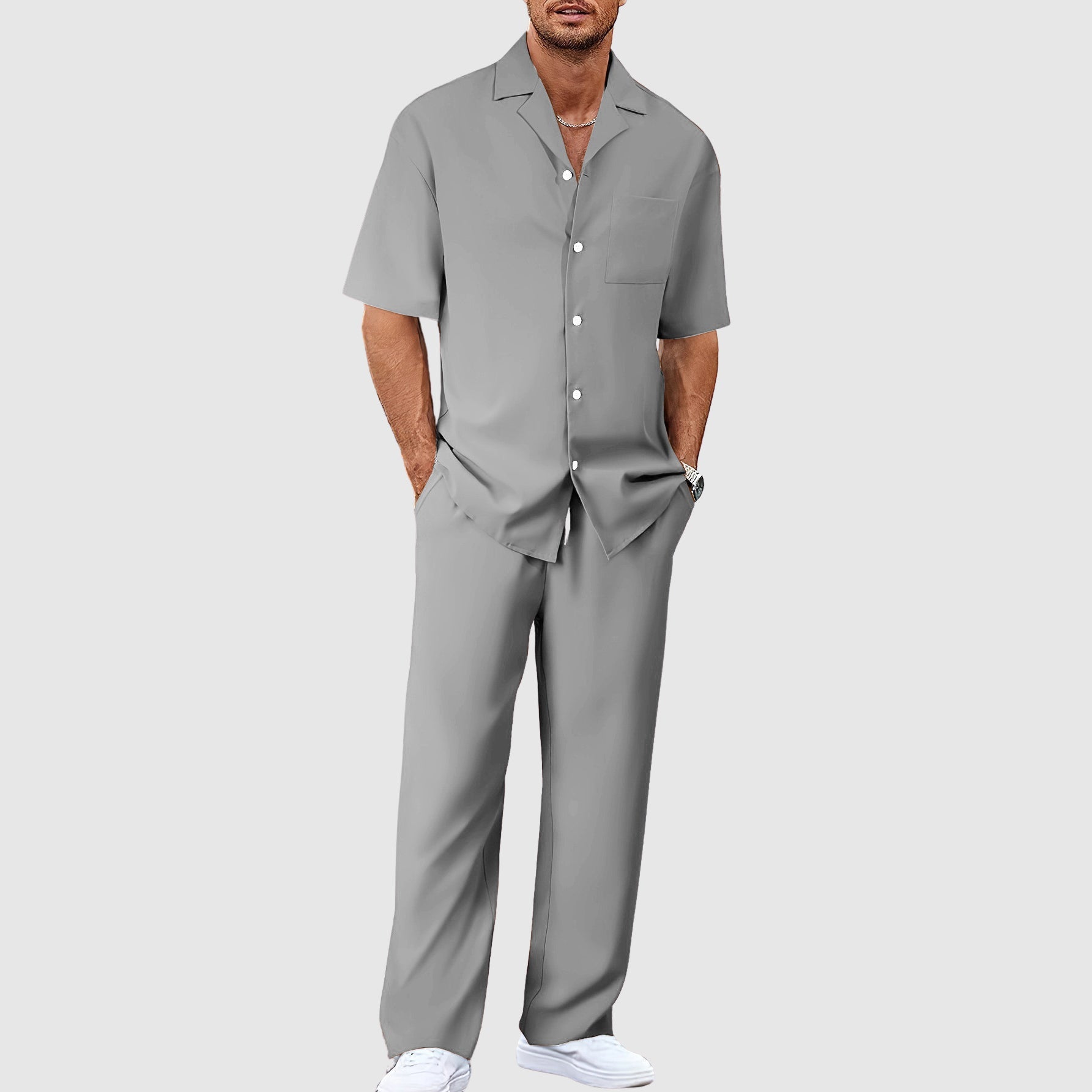 Men's Two-Piece Summer Set in Gray