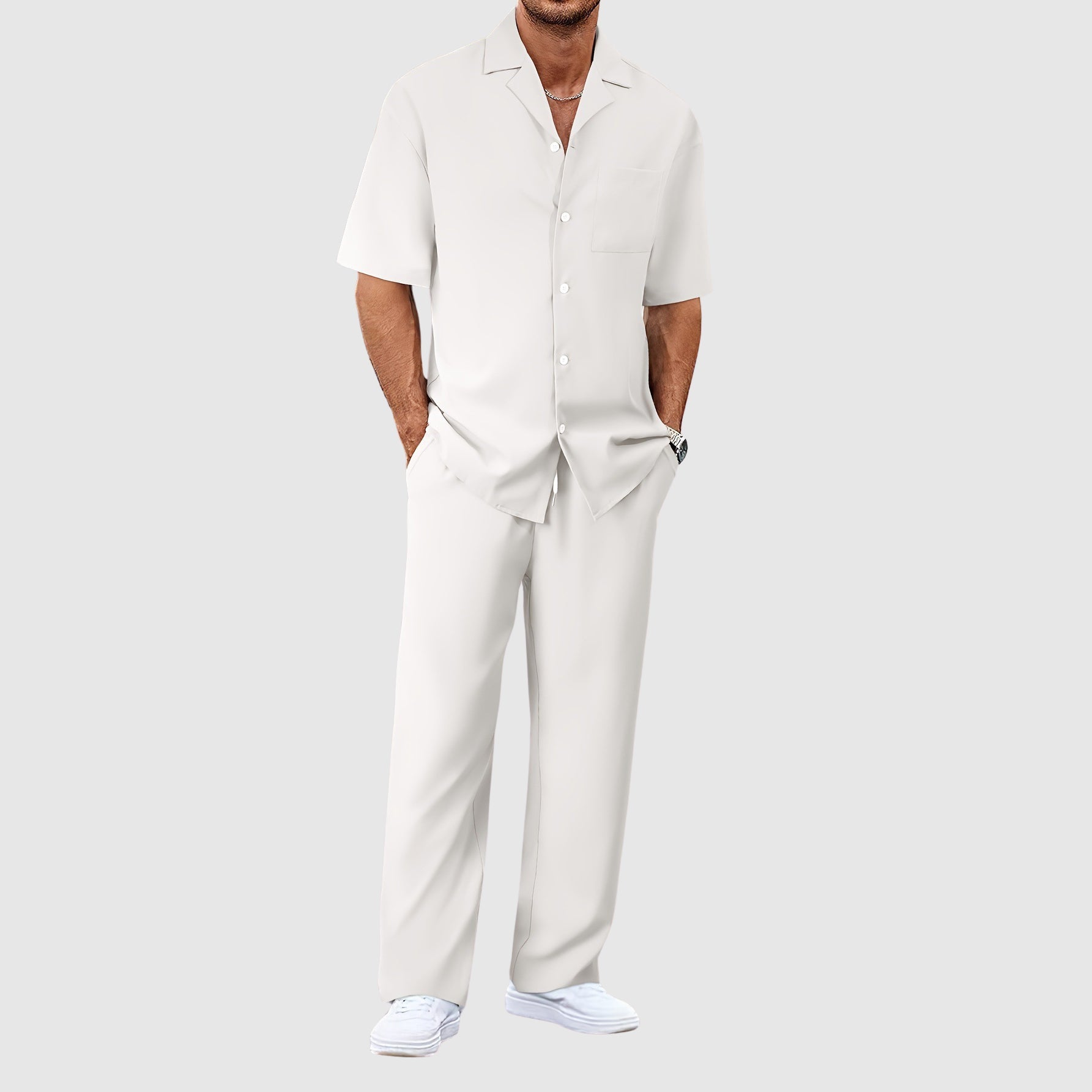 Men's Two-Piece Summer Set in White