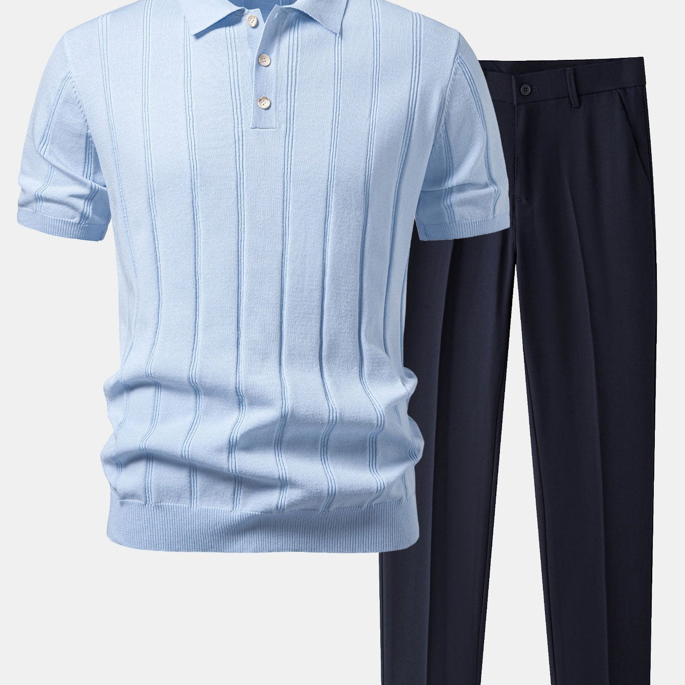 Strick-Polo-Set Herren | Struktur, Zweiteiler