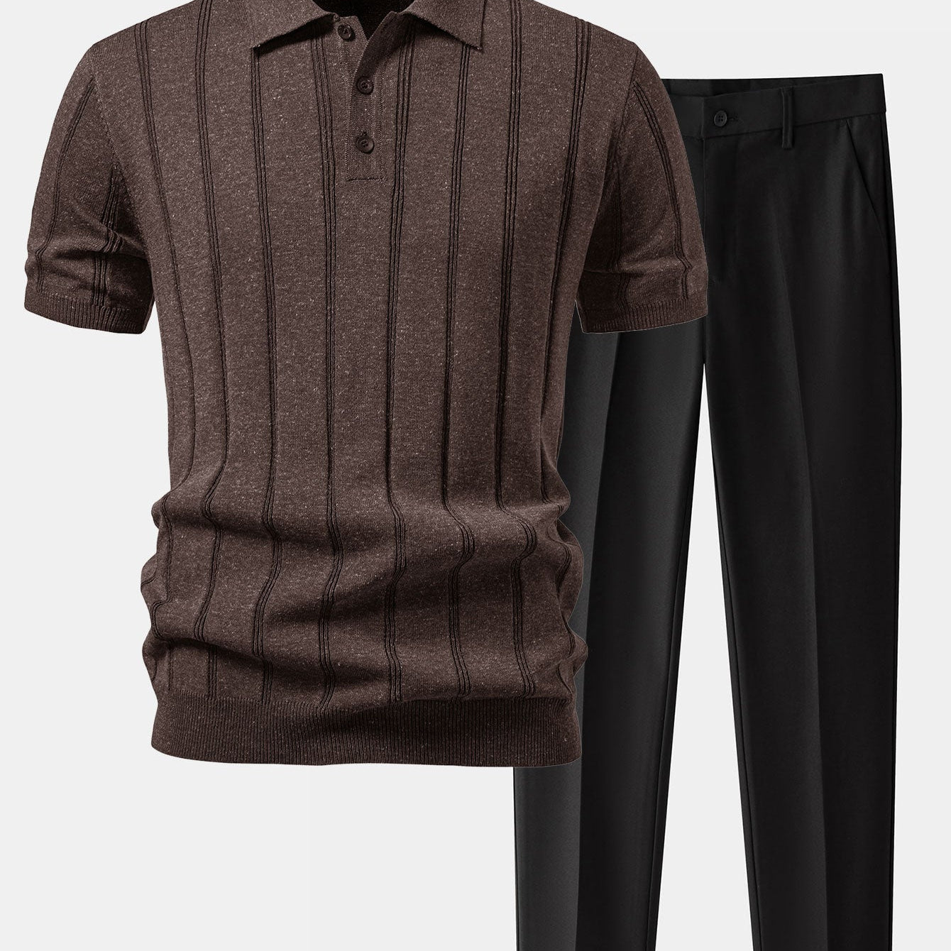 Strick-Polo-Set Herren | Struktur, Zweiteiler
