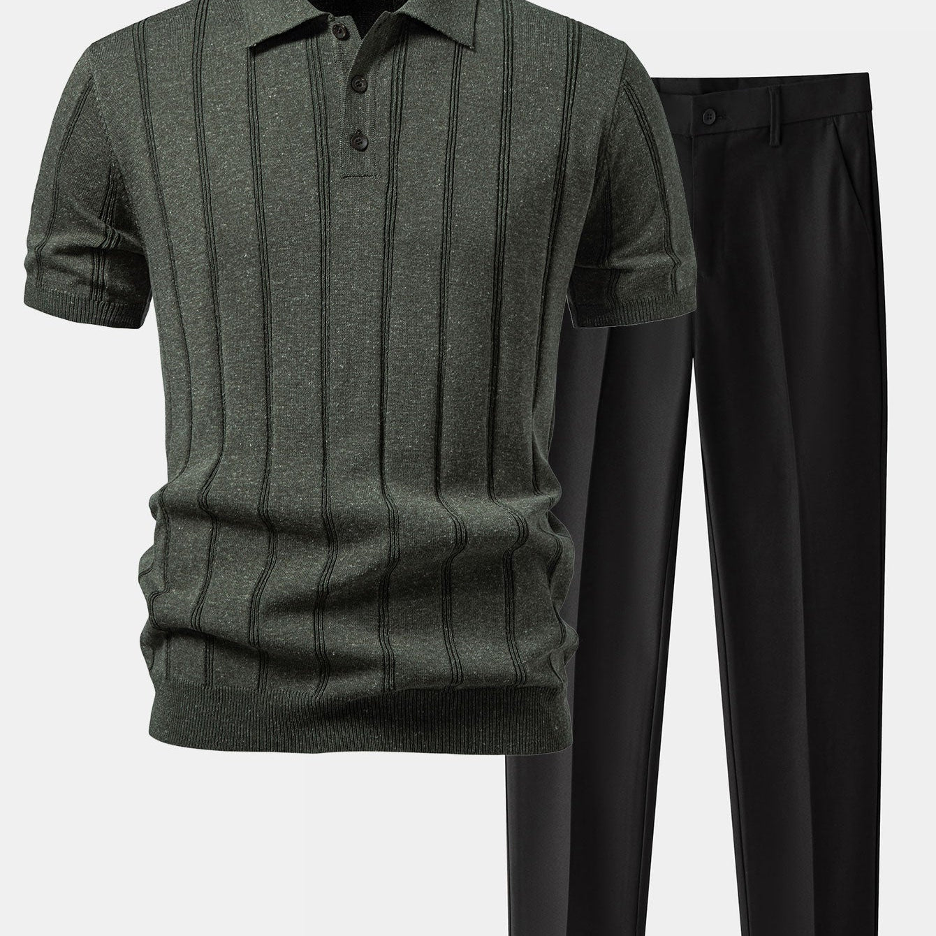 Strick-Polo-Set Herren | Struktur, Zweiteiler