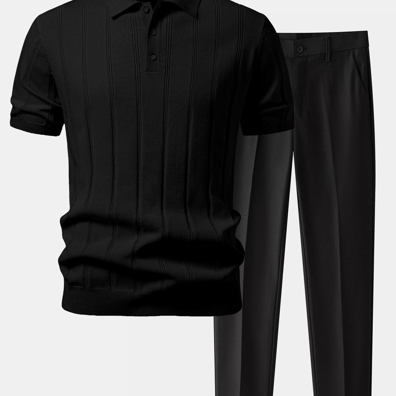 Strick-Polo-Set Herren | Struktur, Zweiteiler