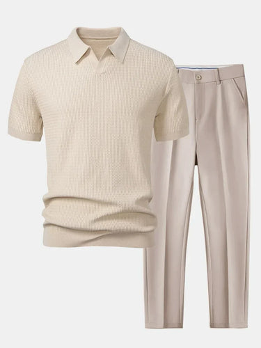 Polo-Hosen-Set Herren | Struktur, Slim-Fit