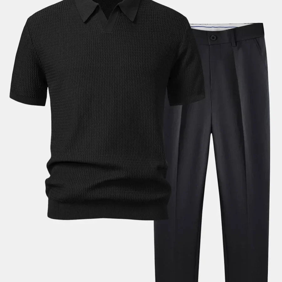 Polo-Hosen-Set Herren | Struktur, Slim-Fit