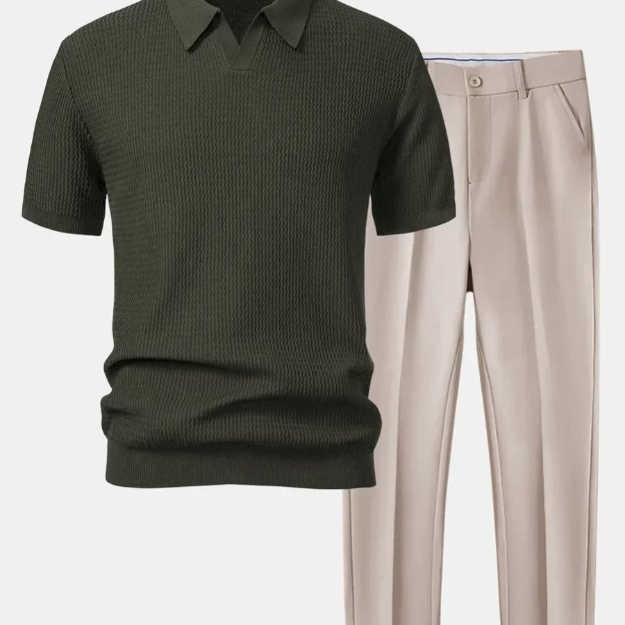Polo-Hosen-Set Herren | Struktur, Slim-Fit