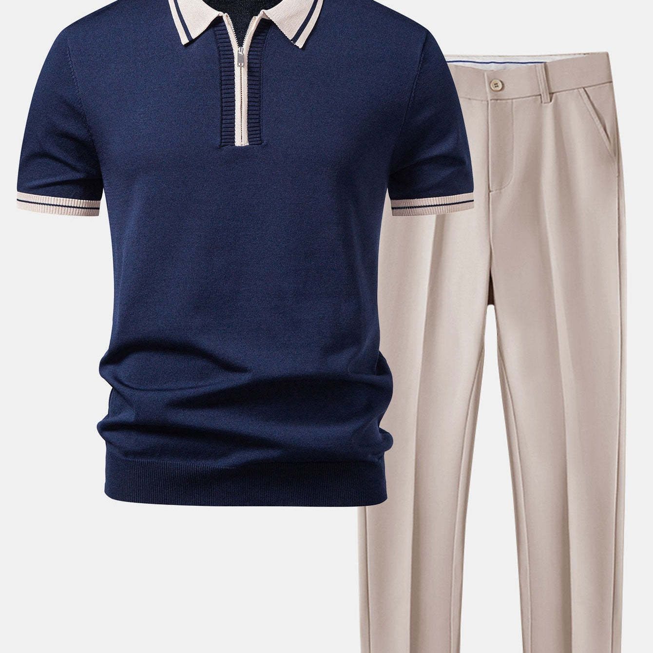 Polo-Hosen-Set Herren | Zip-Kragen, Zweiteiler