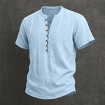 Sky blue linen button-up shirt