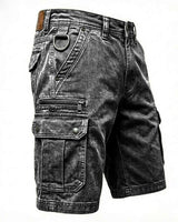 Grey denim cargo shorts