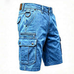 Blue denim cargo shorts