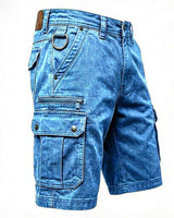 Blue denim cargo shorts