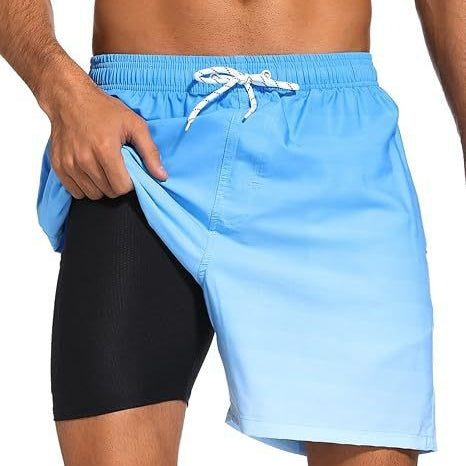 Men's Quick-Dry Tropical Print Swim Shorts | Lined Athletic Beach Shorts