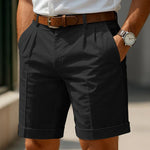 Black pleated tailored shorts