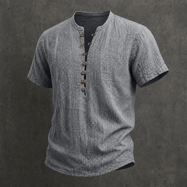 Grey linen button-up shirt