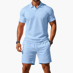 Men's Polo & Shorts Set in Light Blue