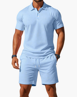 Men's Polo & Shorts Set in Light Blue