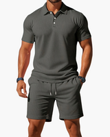 Men's Polo & Shorts Set in Dark Grey