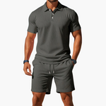 Men's Polo & Shorts Set in Dark Grey