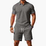 Men's Polo & Shorts Set in Light Grey
