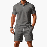 Men's Polo & Shorts Set in Light Grey