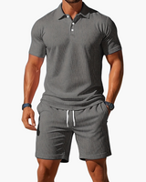 Men's Polo & Shorts Set in Light Grey