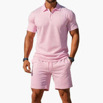 Men's Polo & Shorts Set in Light Pink