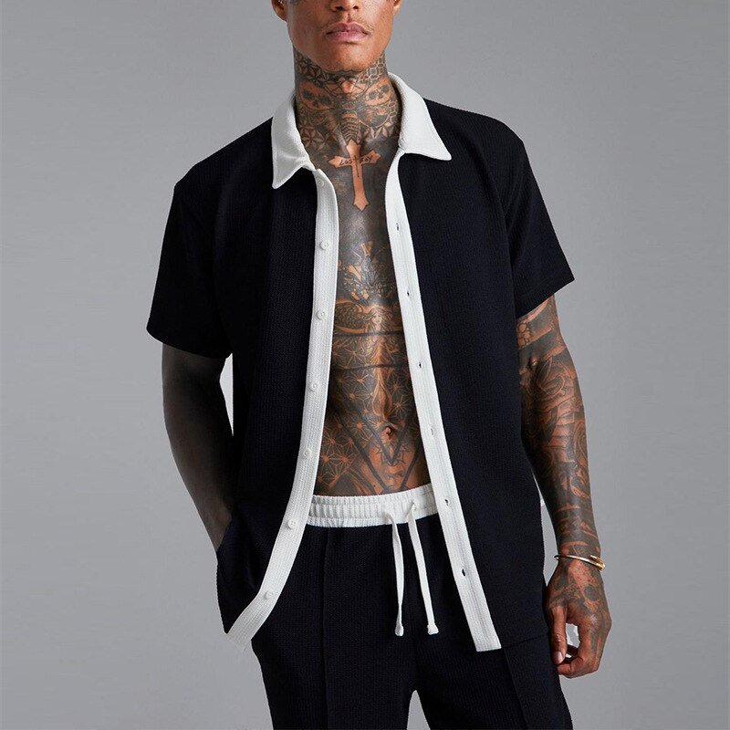 Summer Two-Piece Set | Button-Through Shirt and Drawstring Shorts Outfit