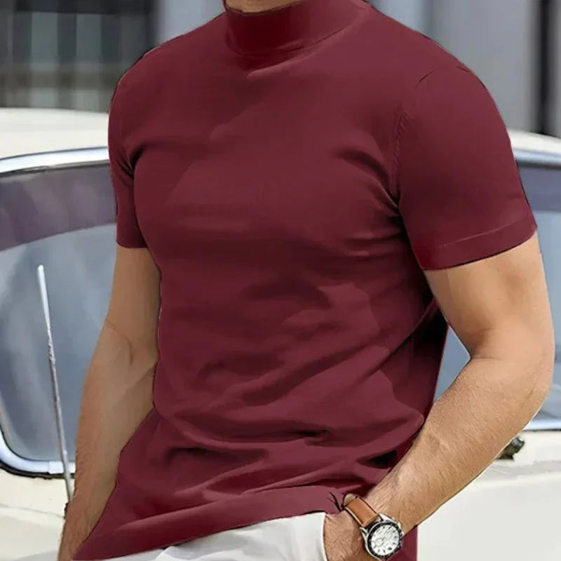 Men's Mock Neck T-Shirt | Short Sleeve Slim-Fit Mock Neck Tee